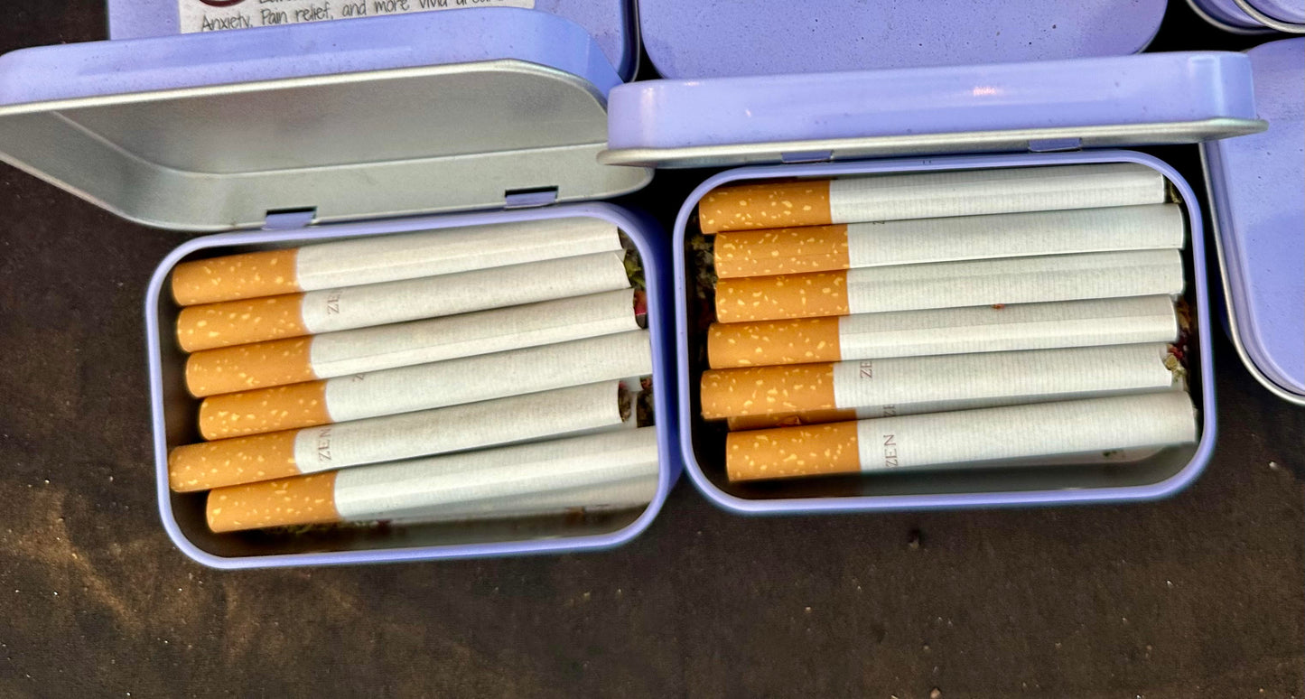 Pack of 12 Herbal & Flower Smokes pre-rolled with love in a cute tin.