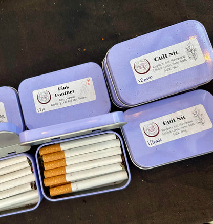 Pack of 12 Herbal & Flower Smokes pre-rolled with love in a cute tin.